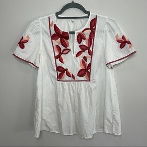 Madewell embroidered fable blouse size S.